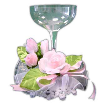 Набор бокал с розой розовой (короб 6 шт.) 11014 Италия